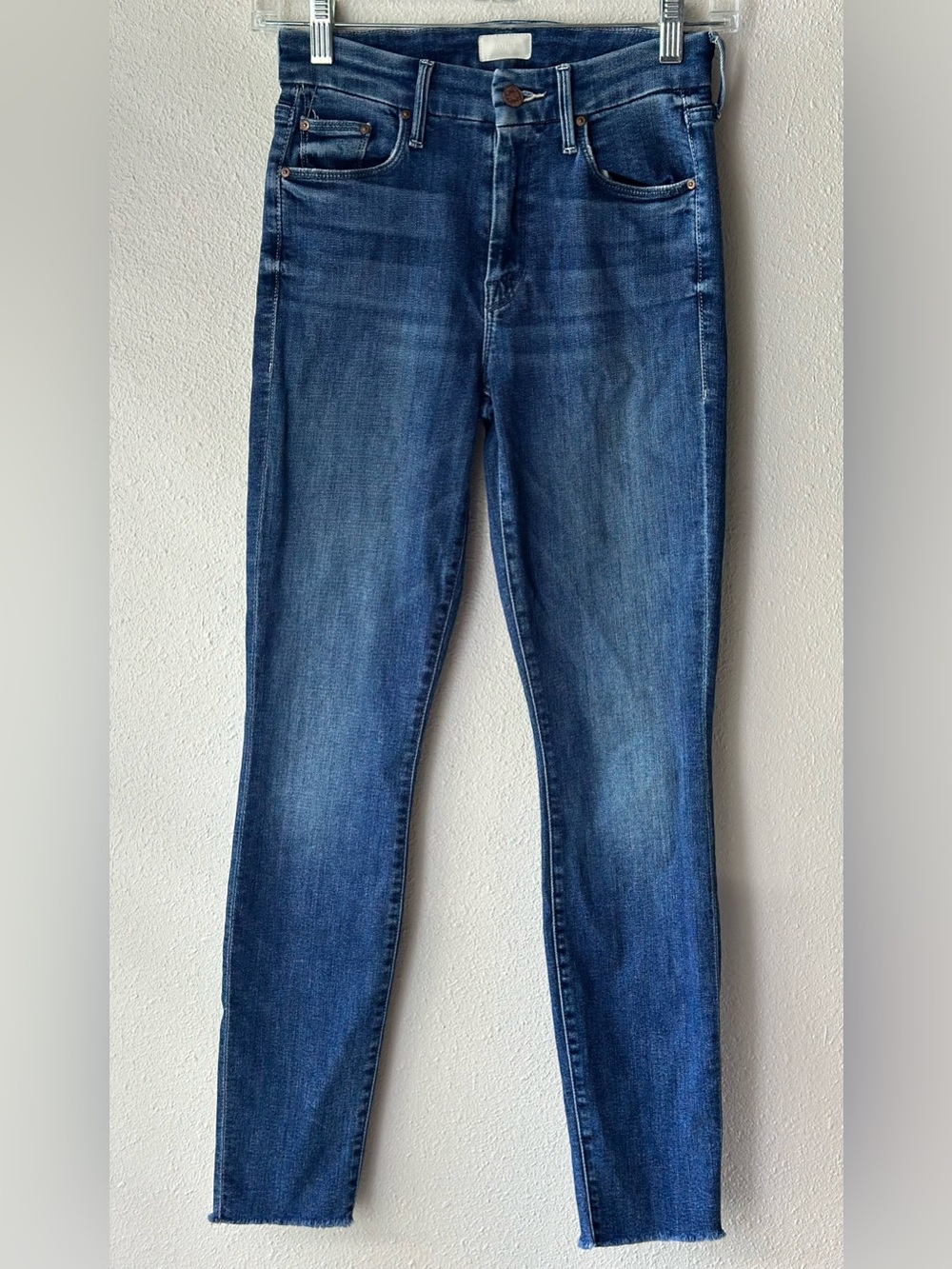 MOTHER The Looker Ankle Fray Groovin Blue Skinny Jeans Made In USA 24